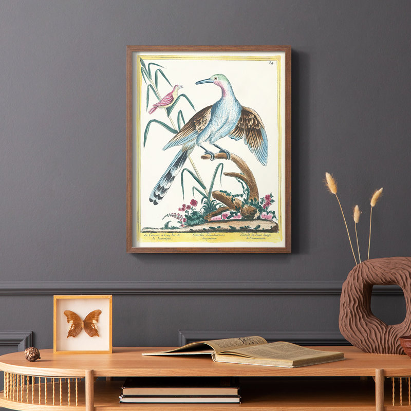 «Pastel Birds V», reproduction encadrée en bois massif, Brun, H 20 po x l 16 po