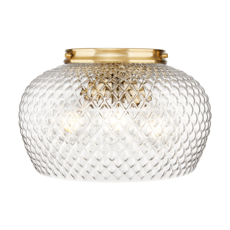 Adeline 3 Light Flush Mount with Clear Glass Shade, Modern Brushed Gold