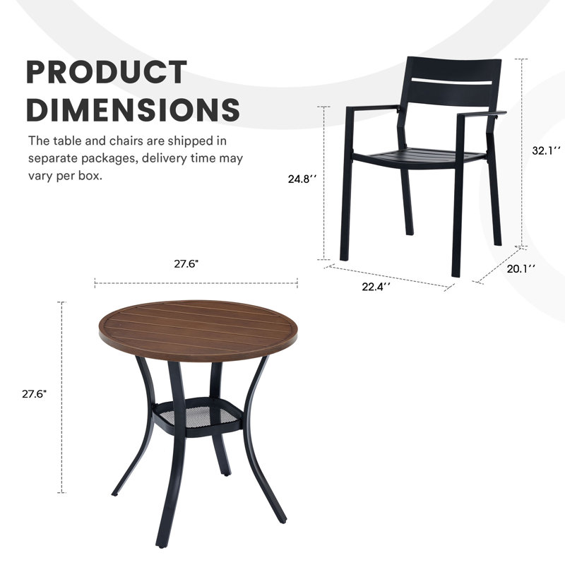 Rares 2 - Person Patio Dining Set with Round Table, Brown