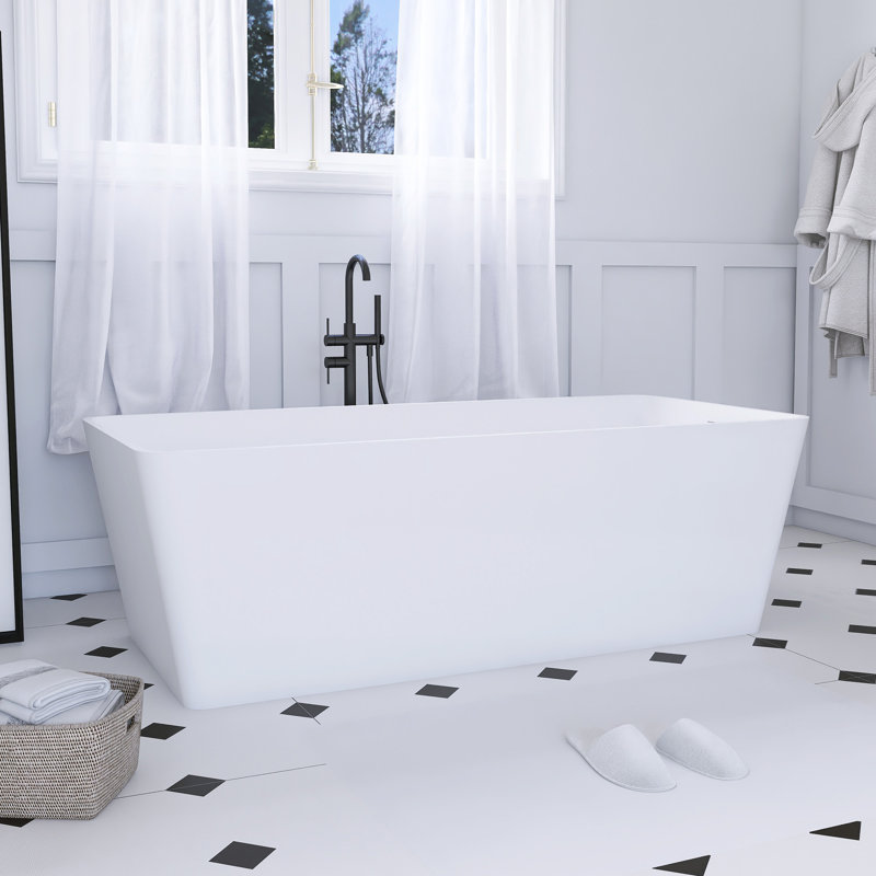 Baignoire de trempage autoportante à surface solide de 67 pouces