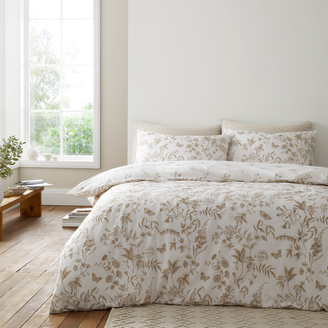 Thea Floral 200 Thread Count Cotton Reversible Duvet Cover Set