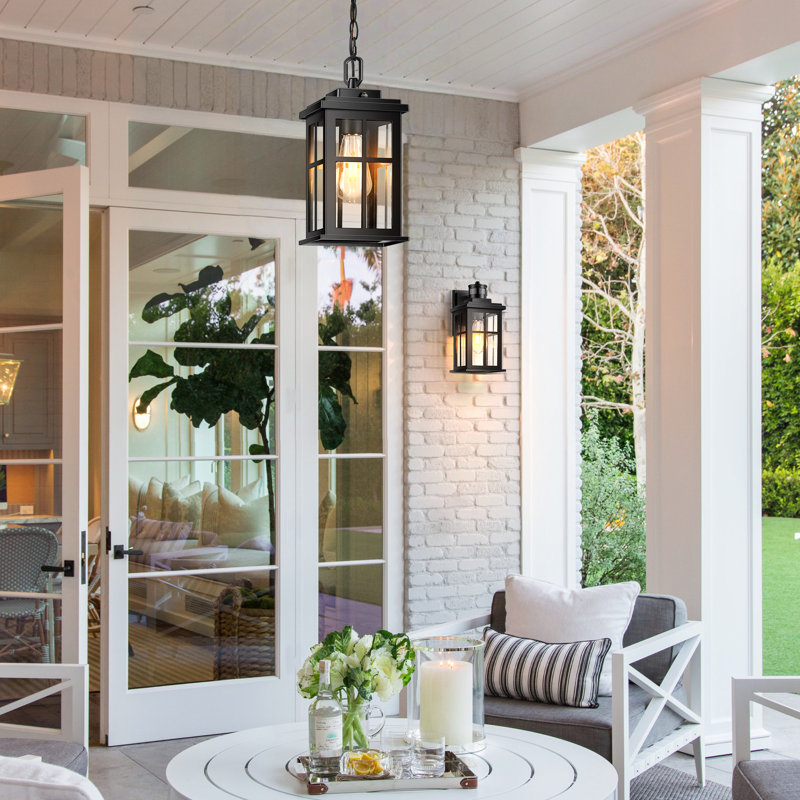 Modern Black Outdoor Hanging Lantern with Adjustable Chain
