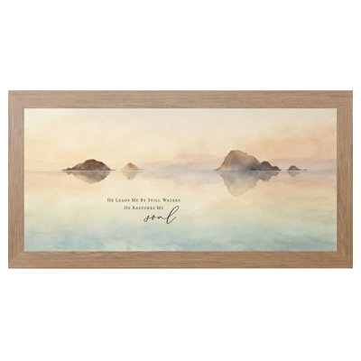 He Leads Me By Still Waters Wall Art – Psalm 23 Watercolor Reflection Art, Faith-based Home Decor