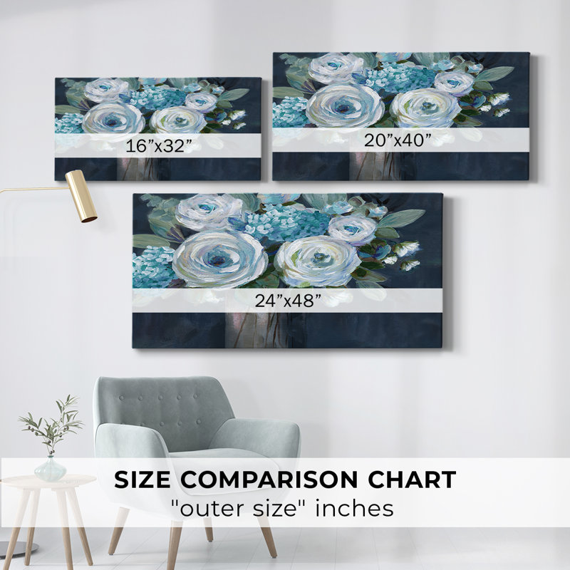 Midnight Blues - Toile tendue avec châssis - Prêt à accrocher, H 16 po x l 32 po