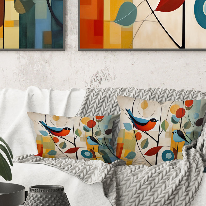 Green Mid Century Mod Nature III - Abstract Midcentury Printed Throw Pillow