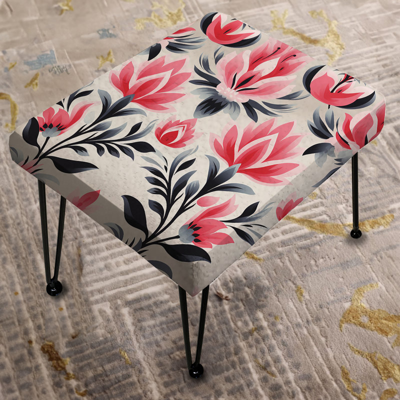 Pink And Black Ikat Facade Splendor - Ikat Rectangle Ottoman