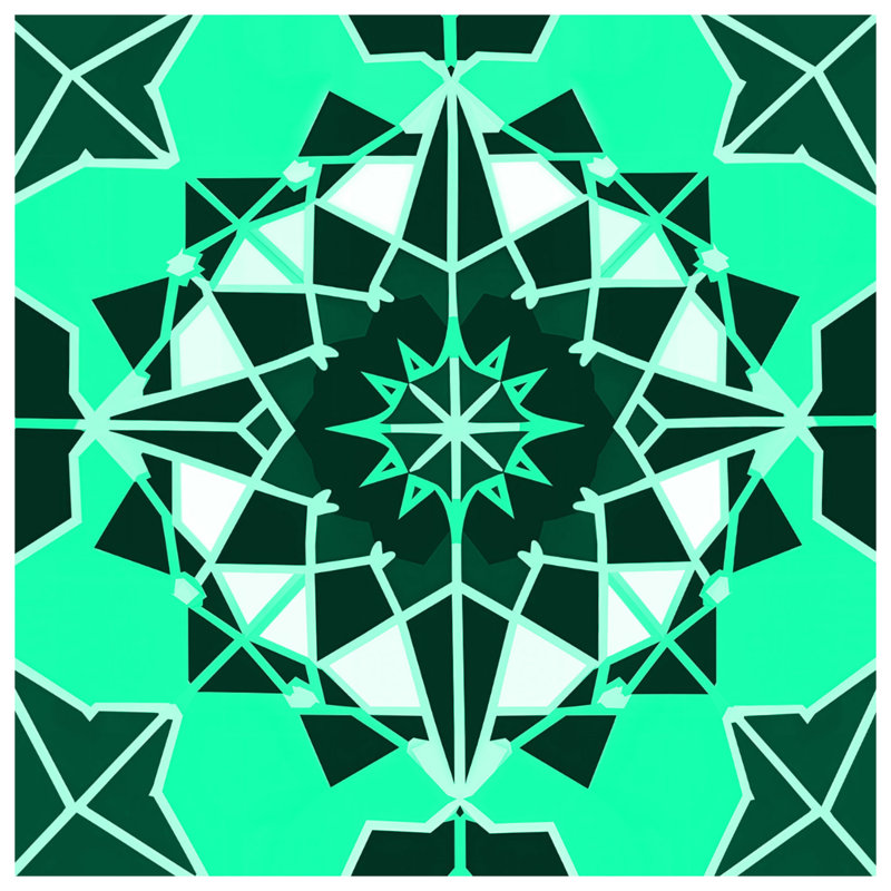 Coussins décoratifs vert à motif kaléidoscope, 14 X 14 pouces
