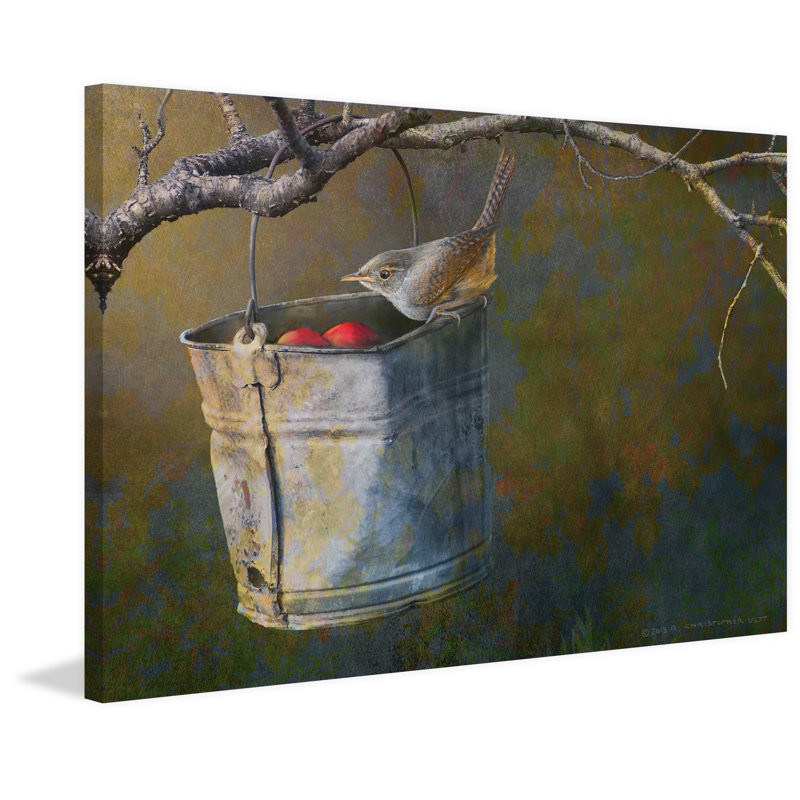 « apple bucket wren » par chris ", reproduction d’art sur toile tendue, H 24 po x l 36 po x P 1,5 po