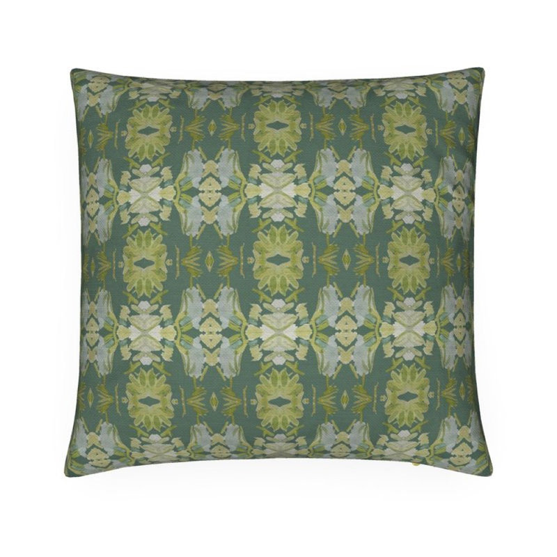 Wildflowers I Small Repeat Luxury Throw Pillow, 22"H x 22"W, Dark Green Floral