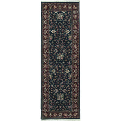 Hand-Knotted High-Quality Navy and Wine Runner