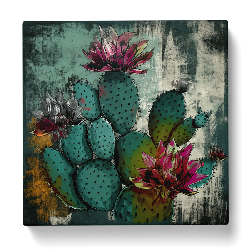 Cactus Grunge - No Frame Print, 35cm H x 35cm W x 3cm D