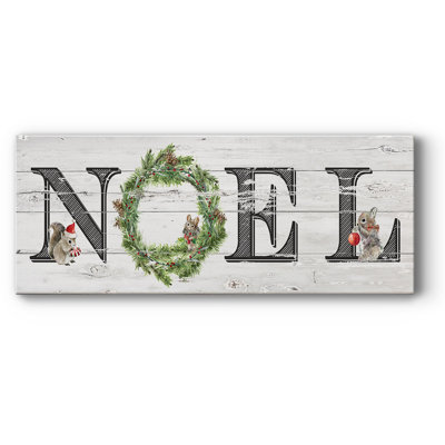 "Farmhouse Noel" sur toile, art textuel