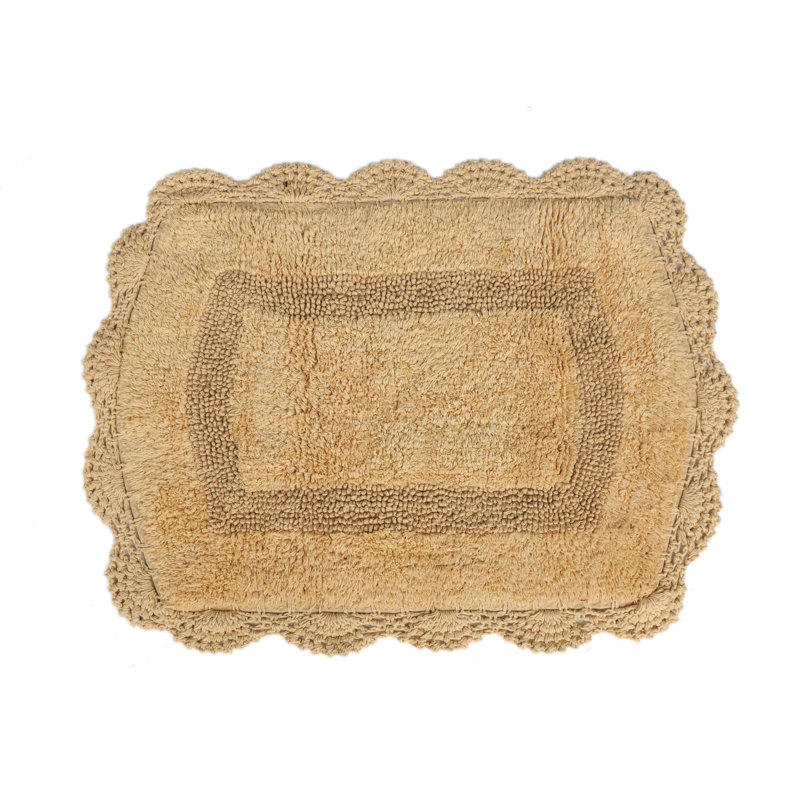 Tapis pour salle de bain 100% coton avec envers antidérapant Mynard, Beige