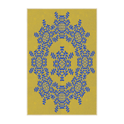 Tapis bleu/jaune à motifs