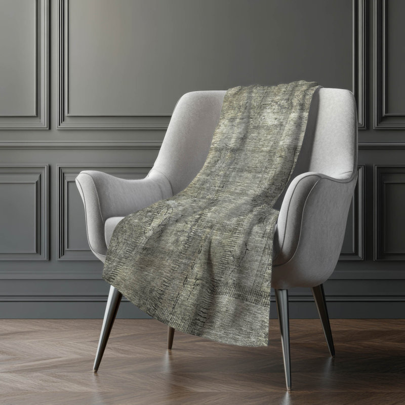 Addison Machine Washable Sherpa Throw Blanket, Taupe, ASB685 Patchwork