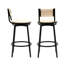 Ensemble de 2 chaises rustiques tissées à la main Rustic, siège pivotant à 360 °, structure en métal noir, siège en corde de papier pour îlot de cuisine-982679774