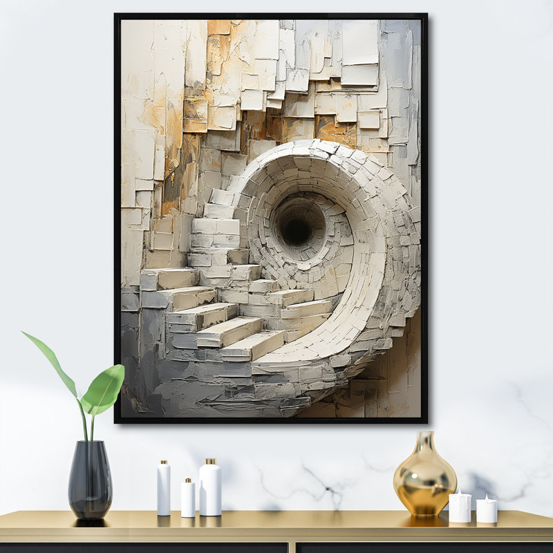 Cionne - Décoration murale spirales abstraites_106216, Toile avec cadre flottant noir, H 20 po x l 12 po x P 1 po