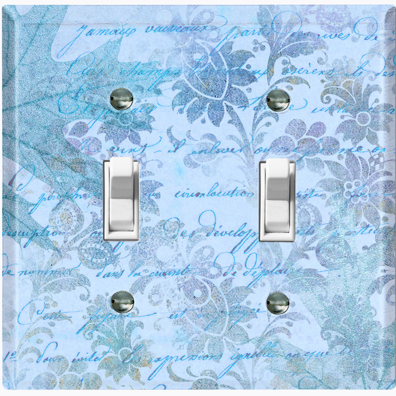 Patterned 2 - Gang Toggle Light Switch Standard Wall Plate, Light Blue