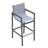 Aloys Outdoor Barstool in Gray Powder Coated Finish with Gray Sling PVC-coated polyester and Wood Accent Arms