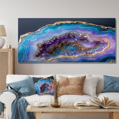 Agate Dream River V - décoration murale géode en pierre, impression traditionnelle en métal
