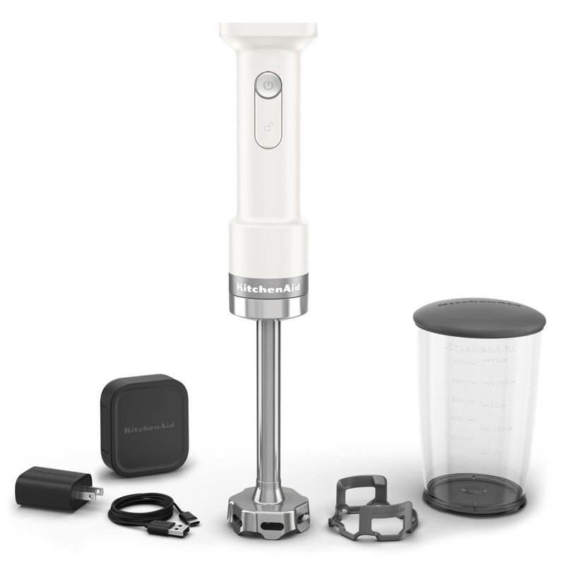 Mélangeur à main sans fil avec pichet, fouet et hachoir KitchenAid Go®, pile incluse, noir mat