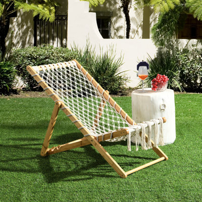 Two Handwoven Rope Lounge Seats For Balcony And Poolside, Double - Braided Long Lasting, Adjustable Position, 29.48 In Depth, 47.17 Package Depth Patio Beach Living Room, Expertly Crafted Rope, Three