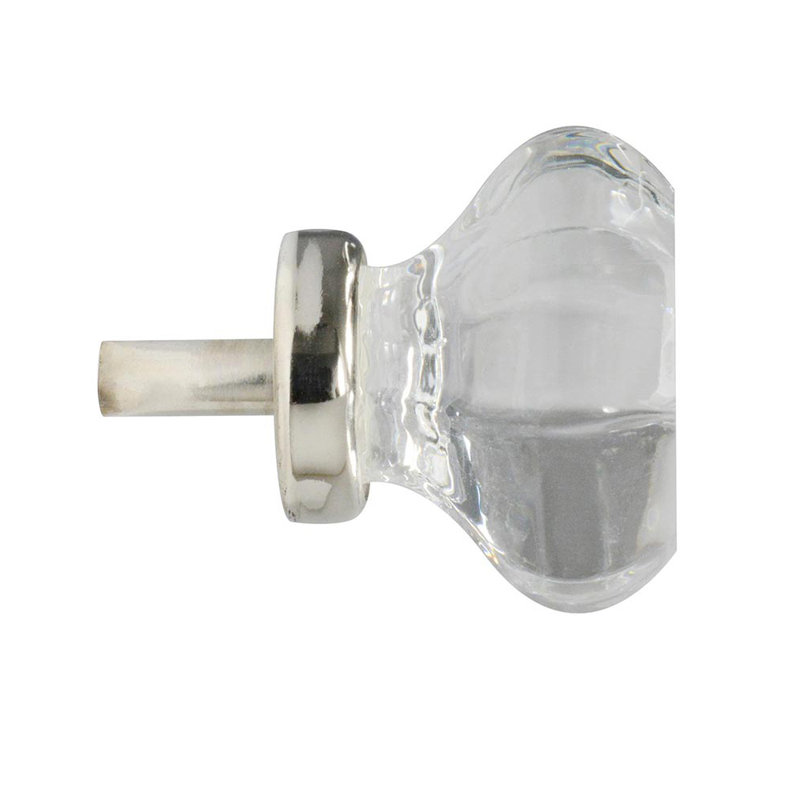 Poignée géométrique de 1 3/8 po Elegance, Transparent / Nickel