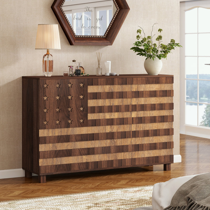 Accent Cabinet with 2 drawers and 3 doors, Walnut