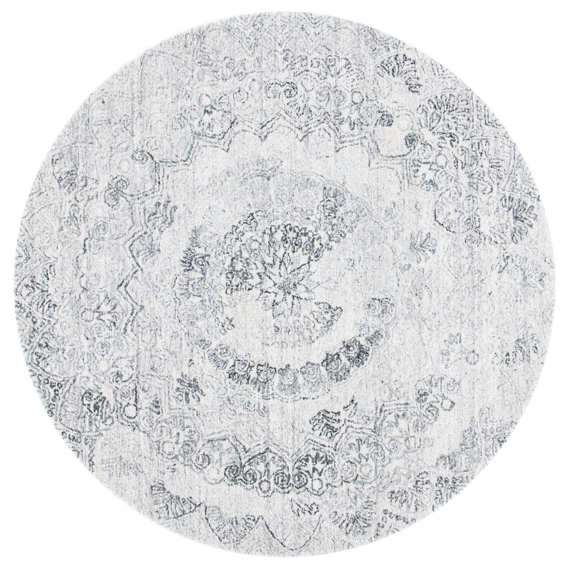 Hughley Hand Woven Wool and Polyester Oriental Area Rug , Round 6'