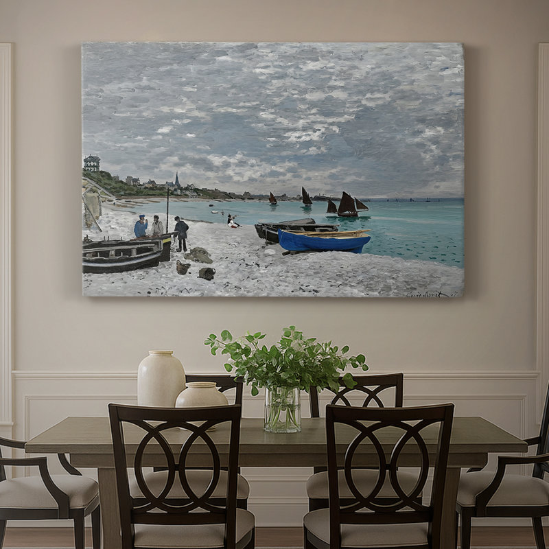 La plage à Sainte-Adresse-Claude Monet-Toile tendue avec châssis-1867, 40 x 60