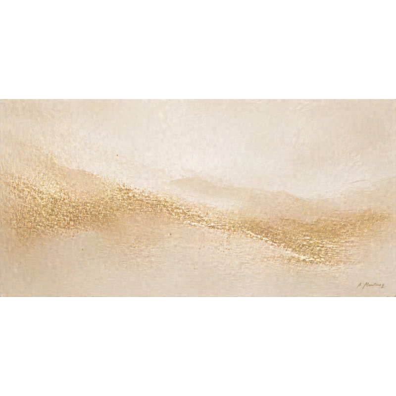 Art mural sur toile abstrait doré doux doux, peinture de paysage minimaliste beige, décoration sur toile tendue moderne