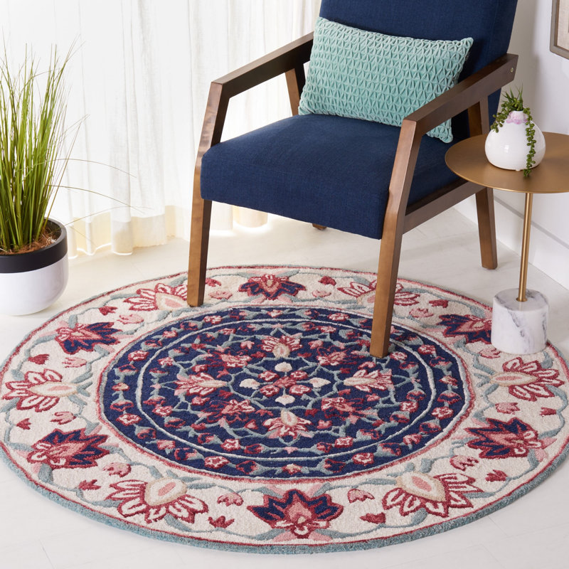 Cylie Hand Tufted Wool Floral Rug, Round 5'