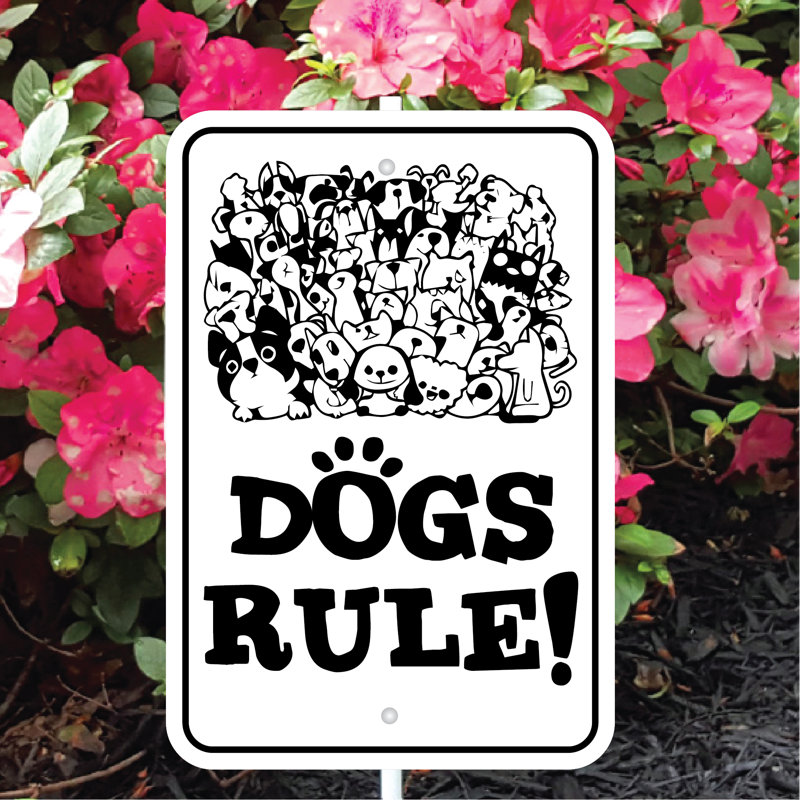 Mini enseigne de jardin Dogs Rules