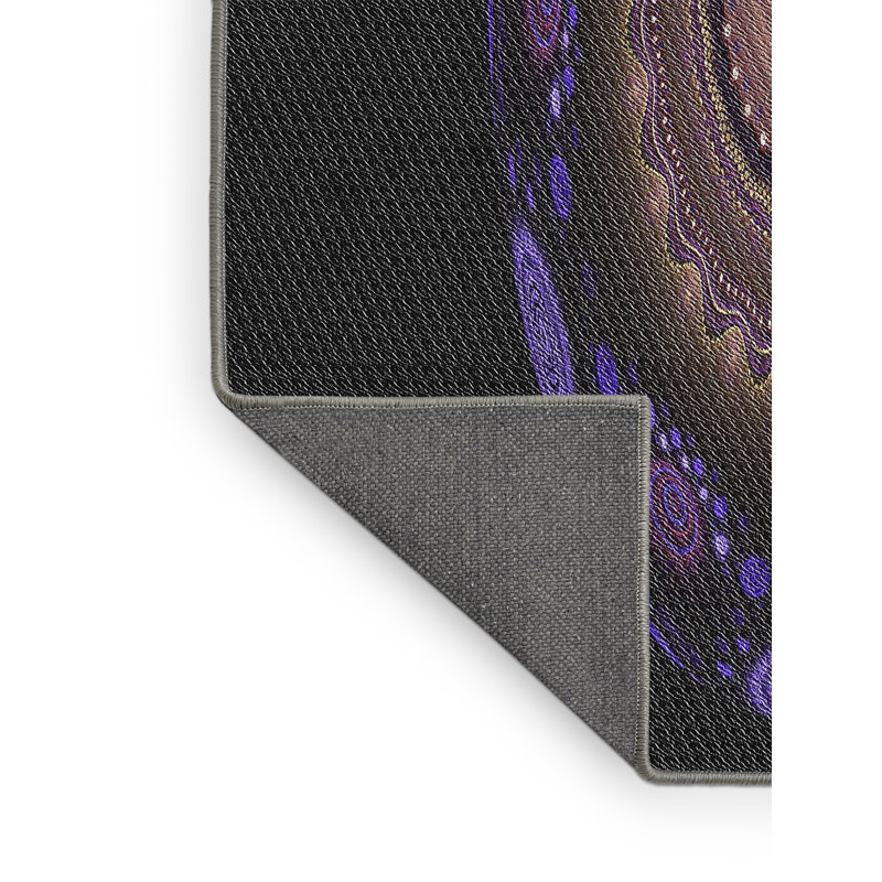 Tapis violet/brun/noir tissé à la machine, Rectangle 5 pi x 8 pi