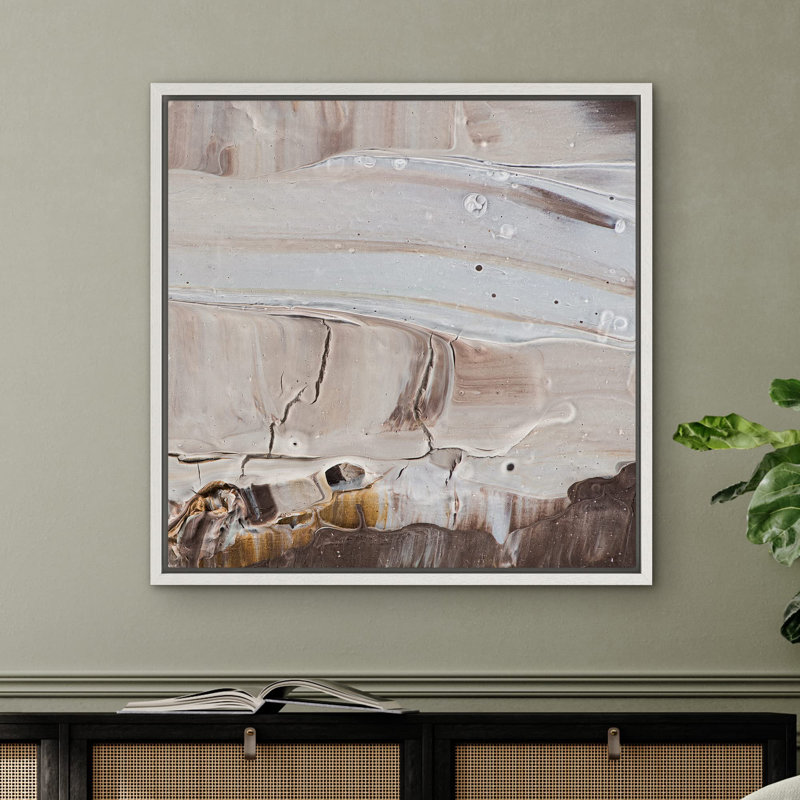 «Smeared Paint Brown White Color Field Abstract Shapes Modern Art Alternative Colorful», reproduction d'art sur toile, Blanc