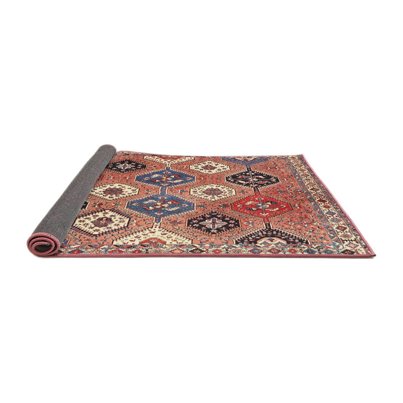 Tapis rouge / bleu / ivoire, Carré 3 pi