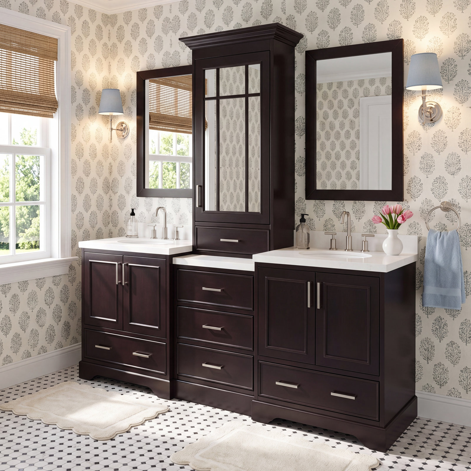 Buckhorn 85'' Double Bathroom Vanity, Espresso