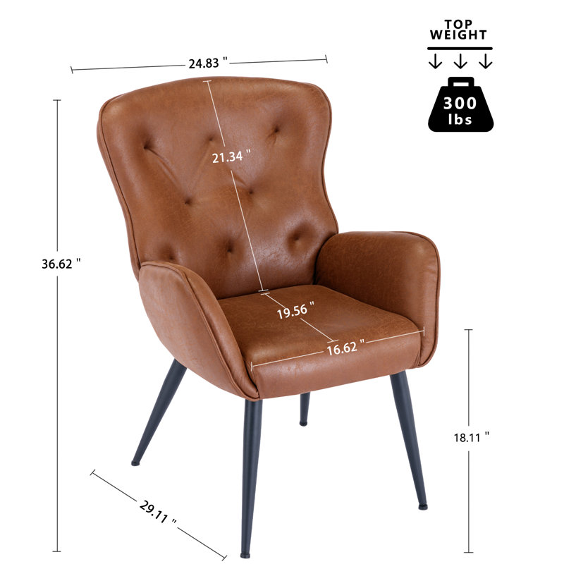 Fauteuil à oreilles Jolyssa, Similicuir brun