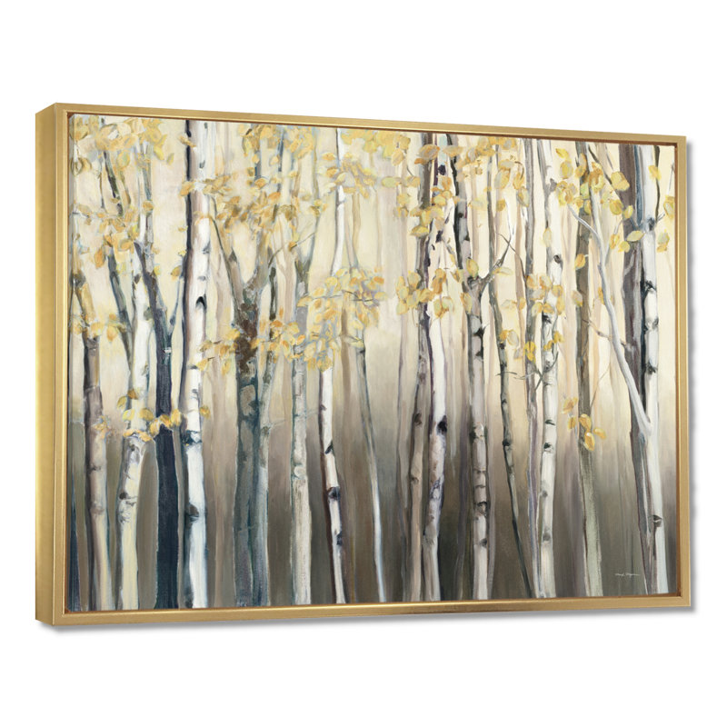 Forêt de bouleaux, art mural, impression de paysage de forêt dorée - Forêt de bouleaux dorés I, H 16 po x l 32 po