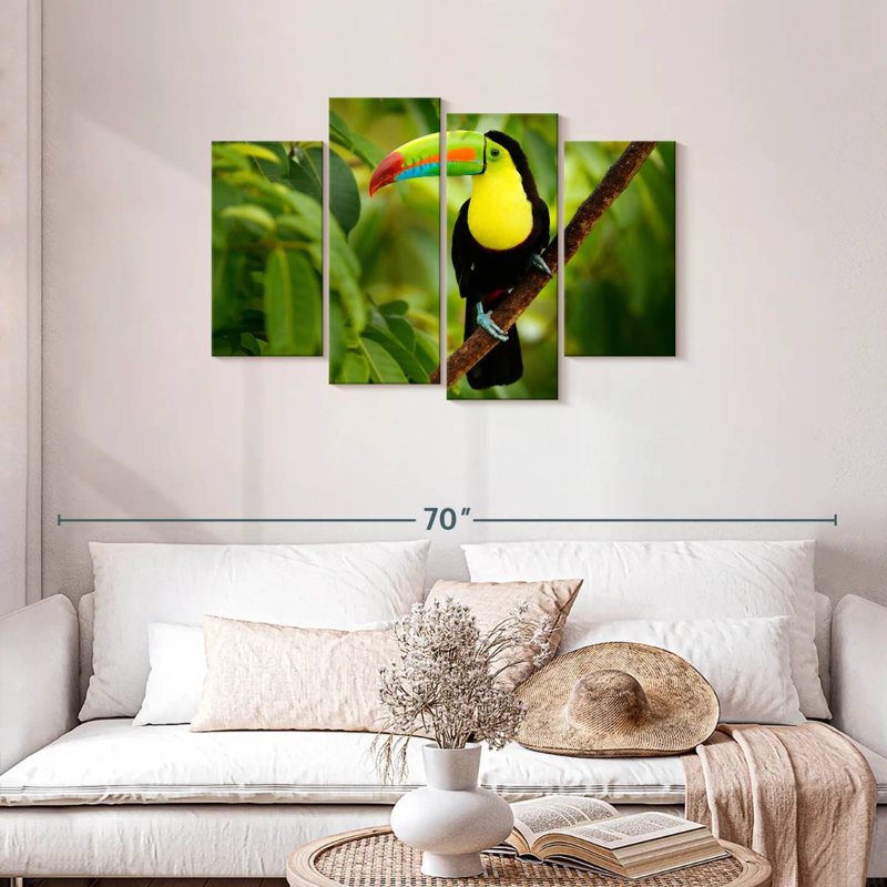 Toucan sur un arbre, H 27 po x l 43 po