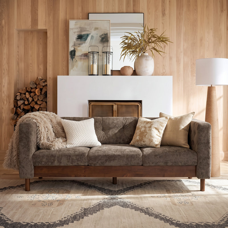 Canapé moderne en chenille 3 places Elwyn, Brown