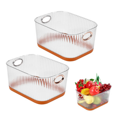 Set Of 2 Refrigerator Organizers & Clear Storage Bins PET Storage Containers, Clear View Clear Organizer For Kitchen