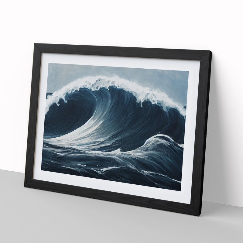 XH1022-6803X Passionate Ocean Wave - Single Picture Frame Print, Black, 34cm H x 46cm W x 2cm D