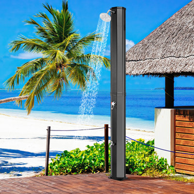 15.9 Gallon Solar Heated Outdoor Shower With Shower Head And Foot Shower Tap -  Costway, HCST04778