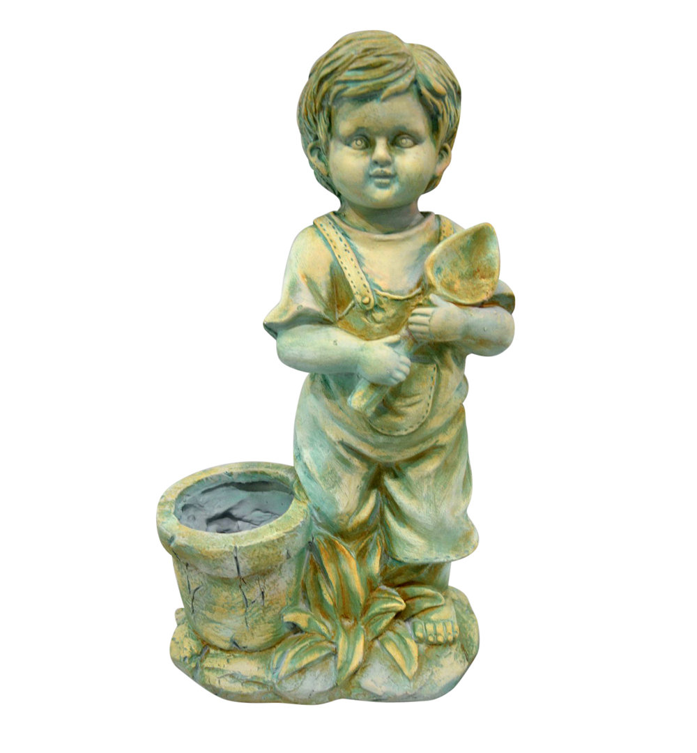 Hernan People Ceramic Garden Statue Fleur De Lis Living