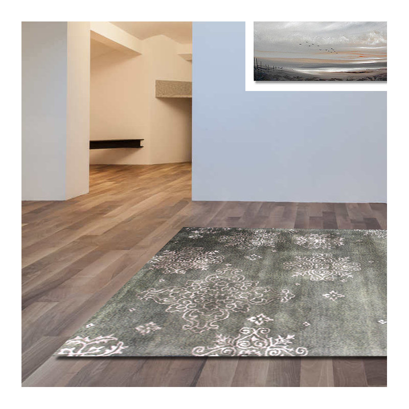 Tapis vert touffeté à la main 8,0 x 11,0, Rectangle de 5 pi x 8 pi