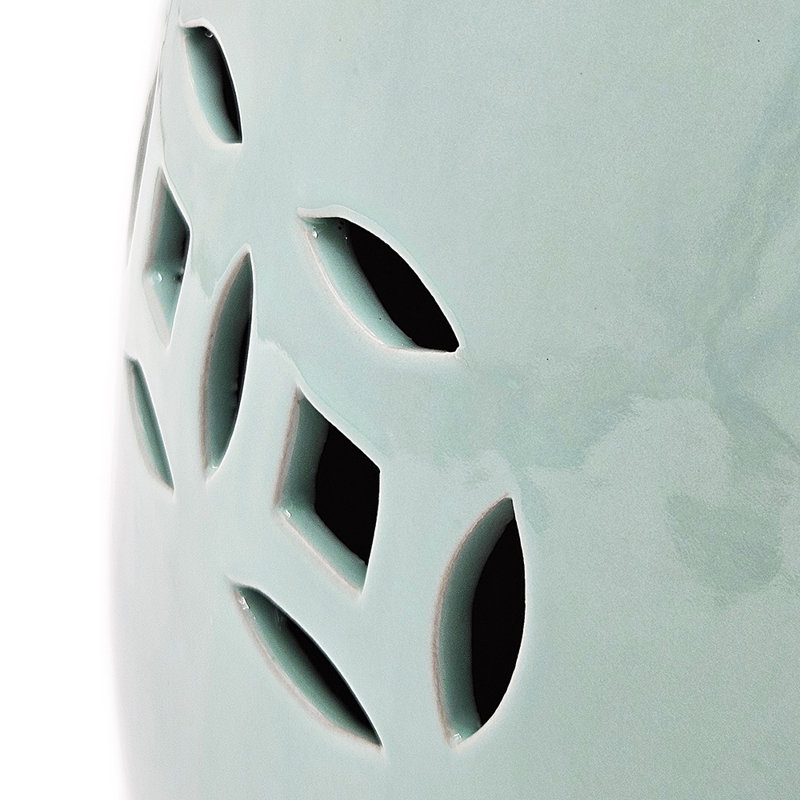 Tabouret tonneau en céramique D13x18, Bleu clair