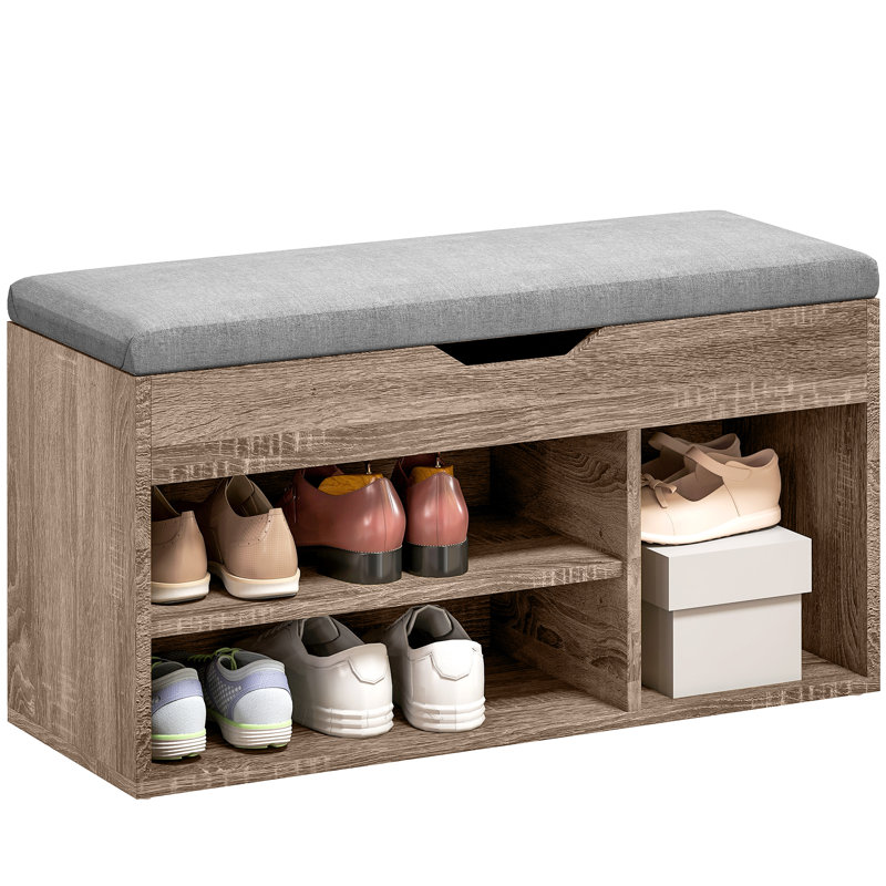Stav 7 Pair Shoe Storage Bench, Grey Wood Grain