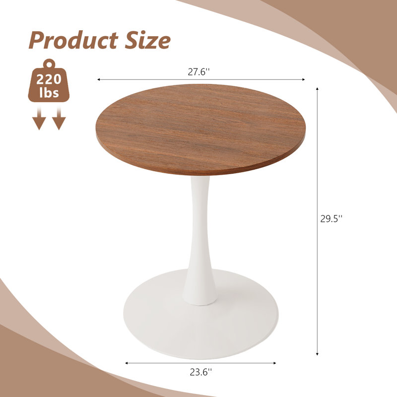 Table de salle à manger 27,6 po à 2 pi, Brown