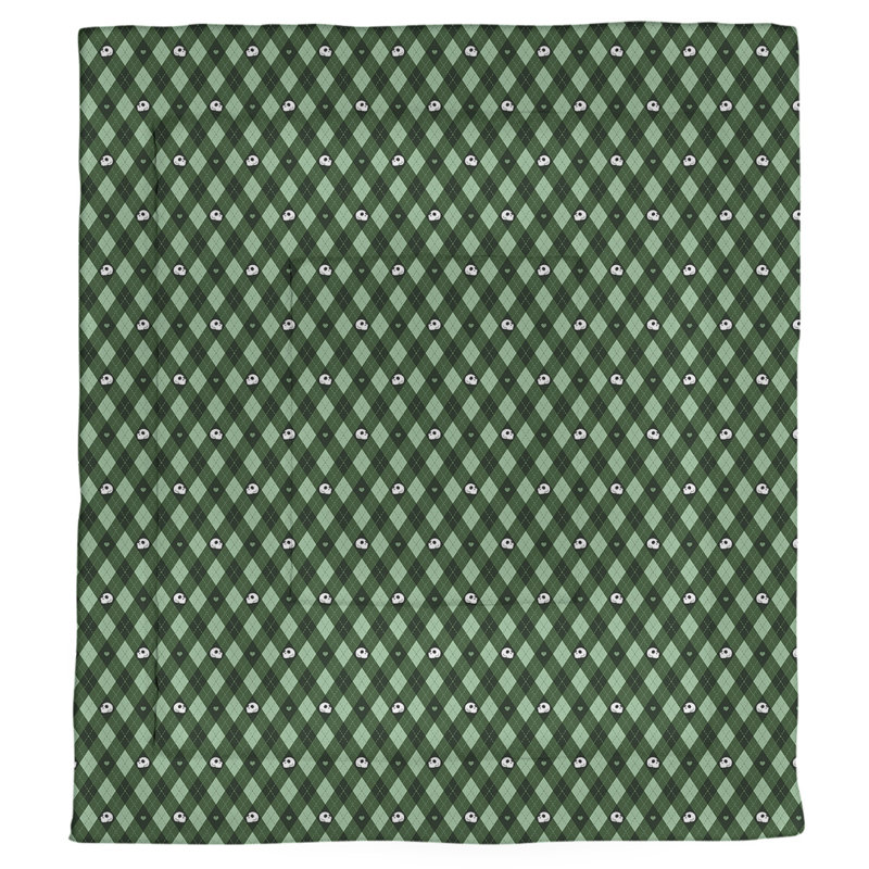 Édredon réversible simple Katelyn Elizabeth Argyle Skulls, Édredon simple TG, Vert